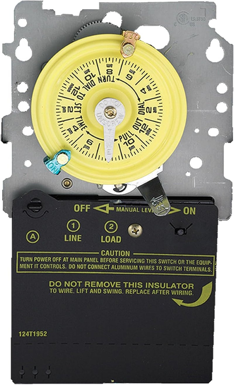 Intermatic T101M 24-Hour Mechanical Timer (Mechanism Only) - 120V SPST, Heavy-Duty, Manual Override, 40 Amp - Ideal for Lights, Pumps, Fans, and HVAC Systems - Image 2